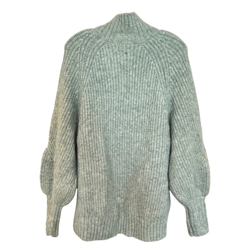 AVA & VIV Cable Knit Fisherman Balloon Sleeve Sweater Women's X Heather Blue - Picture 6 of 10